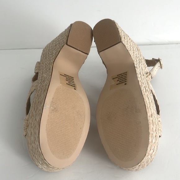 JUSTFAB Mia Natural Raffia Wedge Sandal Tan Chunky Heel Platform Shoes Size 8.5 - Picture 10 of 15